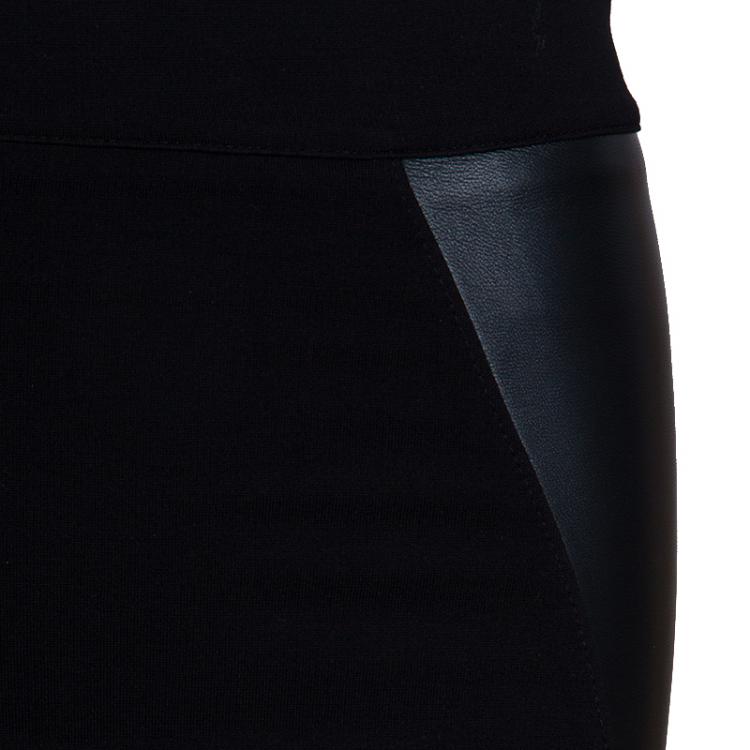 Pre Owned McQ by Alexander McQueen Black Leather Panel Skirt S