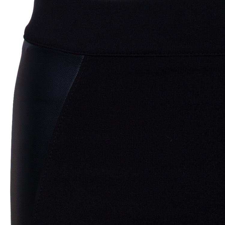 Pre Owned McQ by Alexander McQueen Black Leather Panel Skirt S