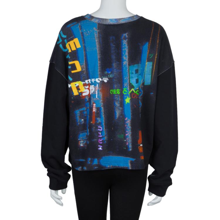 Pre Owned McQ by Alexander McQueen Black Printed Hazy Night Sweatshirt  XL