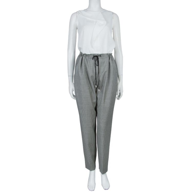 Pre Owned McQ by Alexander McQueen Black and White Houndstooth Wool Trousers S