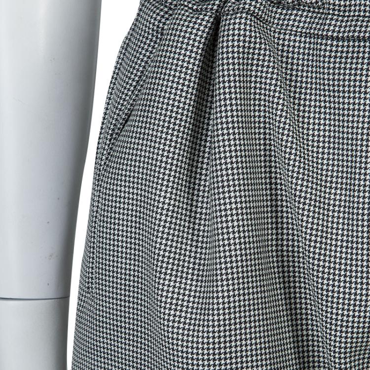 Pre Owned McQ by Alexander McQueen Black and White Houndstooth Wool Trousers S