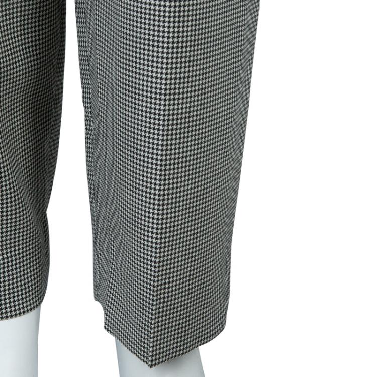 Pre Owned McQ by Alexander McQueen Black and White Houndstooth Wool Trousers S
