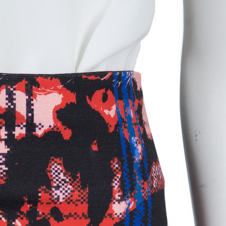 Pre Owned McQ by Alexander McQueen Black Jersey Printed Pencil Skirt M