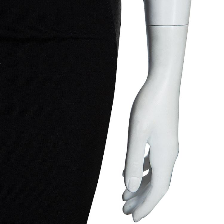 Pre Owned McQ by Alexander McQueen Black Leather Panel Pencil Skirt XS 