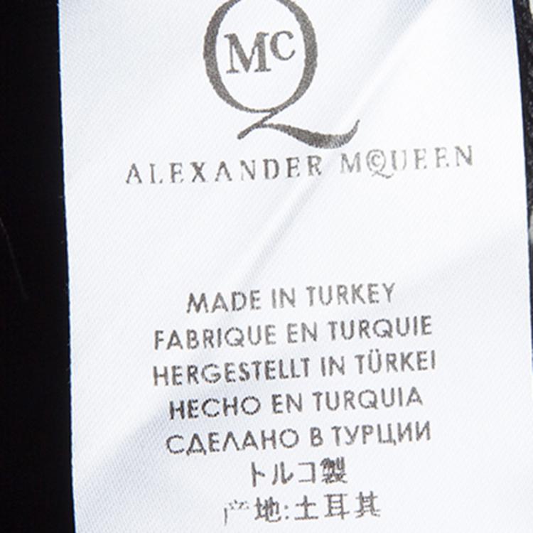 Pre Owned McQ by Alexander McQueen Black Leather Panel Pencil Skirt XS 