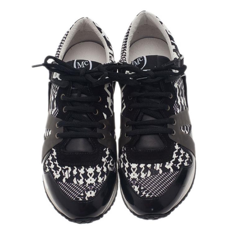 Pre Owned McQ by Alexander McQueen Houndstooth Canvas and Leather Sneakers Size 40
