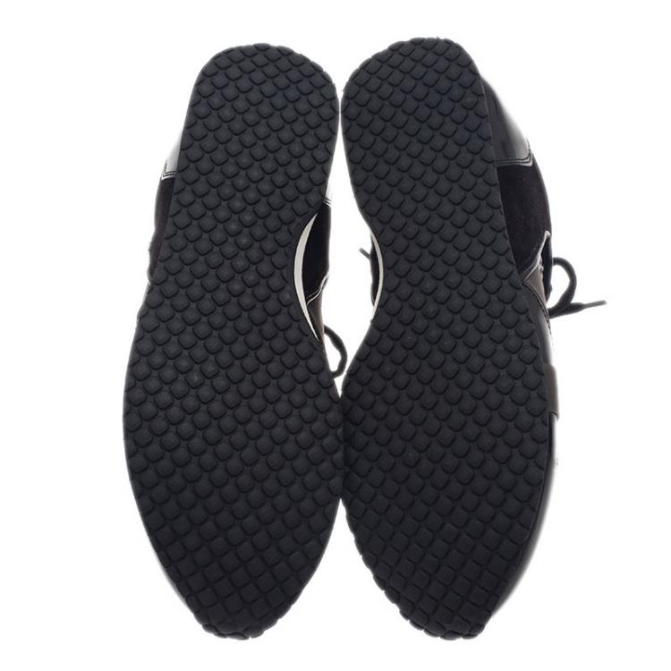Pre Owned McQ by Alexander McQueen Houndstooth Canvas and Leather Sneakers Size 40