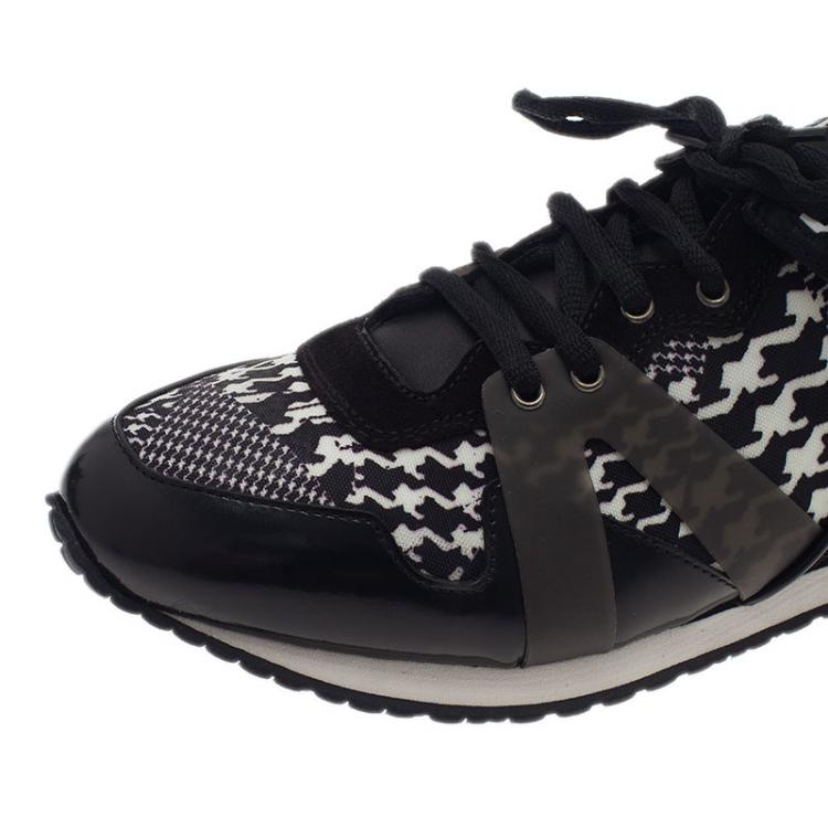 Pre Owned McQ by Alexander McQueen Houndstooth Canvas and Leather Sneakers Size 40