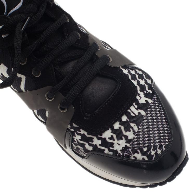 Pre Owned McQ by Alexander McQueen Houndstooth Canvas and Leather Sneakers Size 40