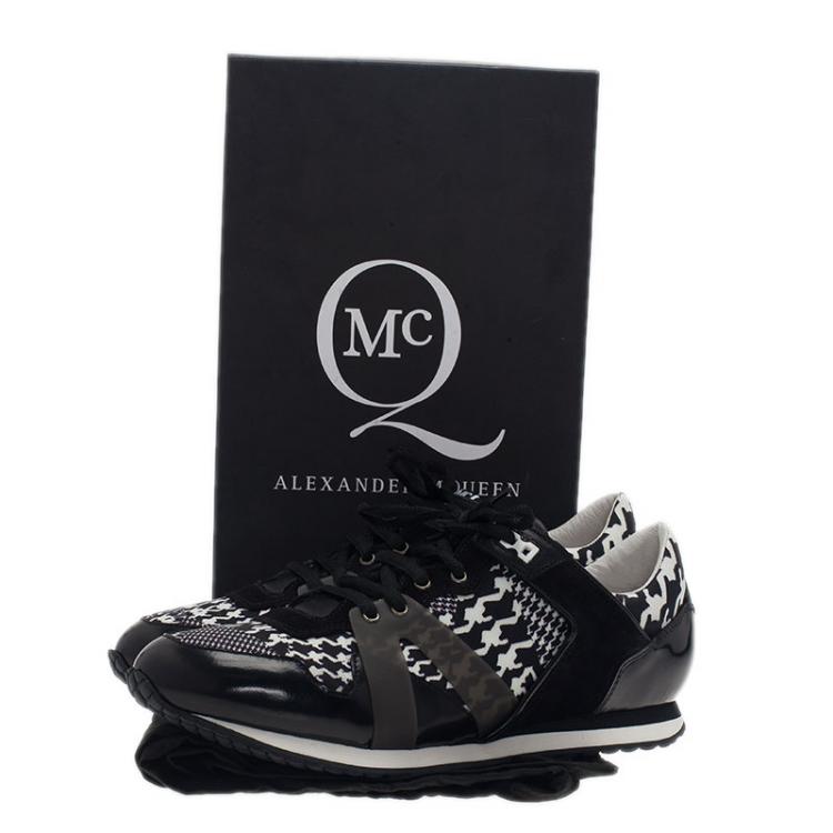 Pre Owned McQ by Alexander McQueen Houndstooth Canvas and Leather Sneakers Size 40