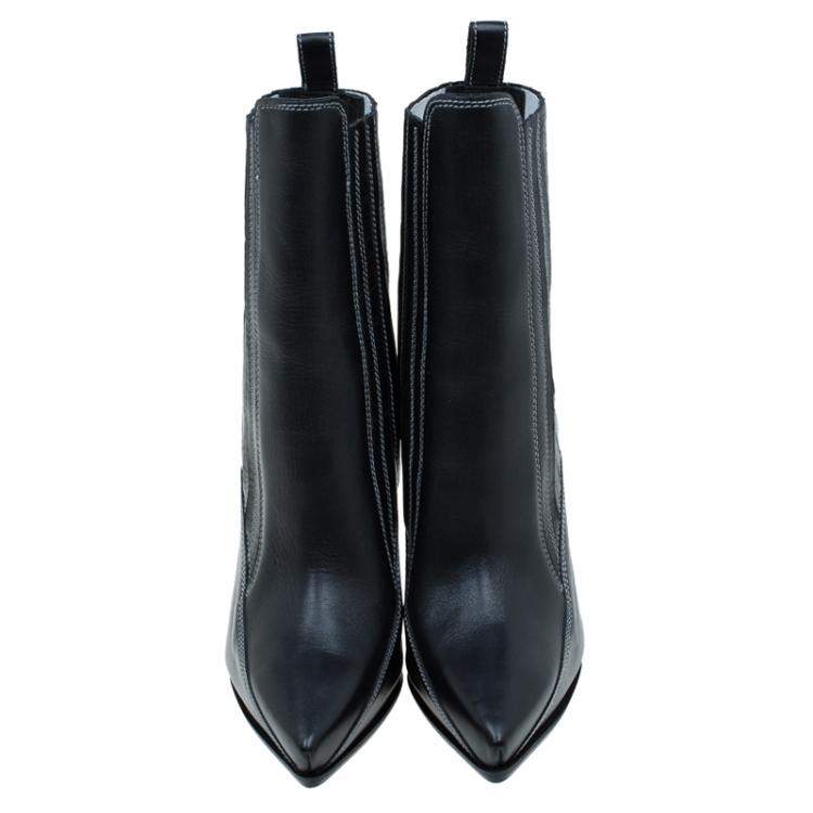 Pre Owned McQ by Alexander McQueen Black Leather Lex Chelsea Ankle Boots Size 40