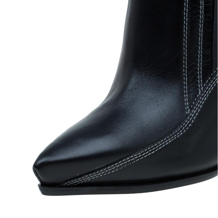 Pre Owned McQ by Alexander McQueen Black Leather Lex Chelsea Ankle Boots Size 40