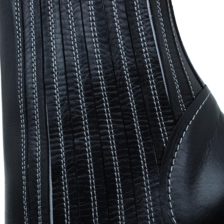 Pre Owned McQ by Alexander McQueen Black Leather Lex Chelsea Ankle Boots Size 40