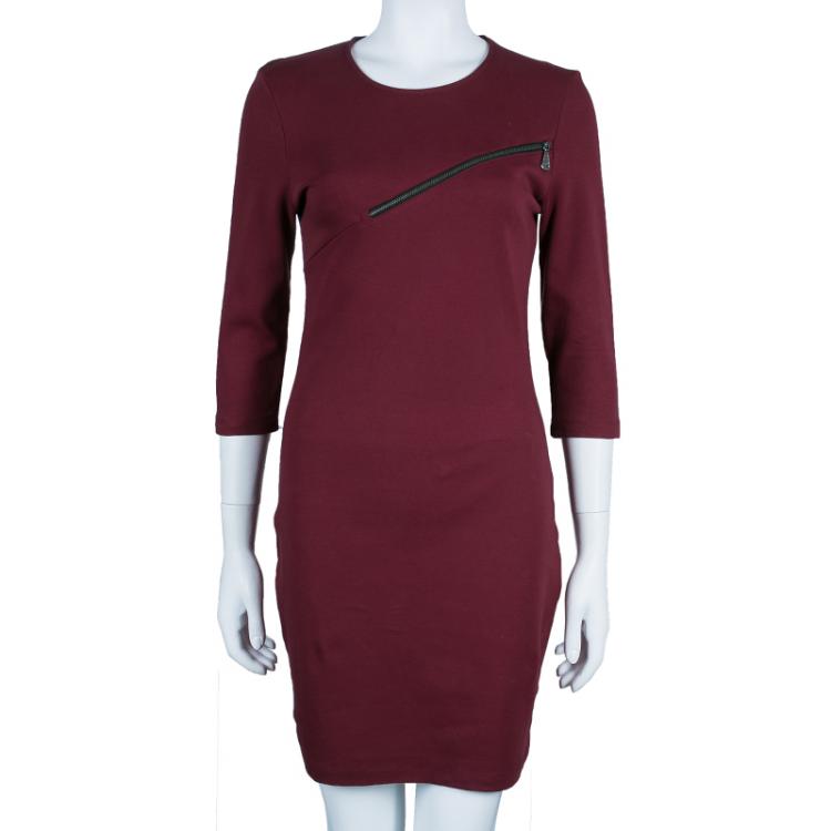 Pre Owned McQ by Alexander McQueen Merlot Zip Detail Dress  M