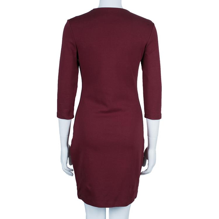 Pre Owned McQ by Alexander McQueen Merlot Zip Detail Dress  M