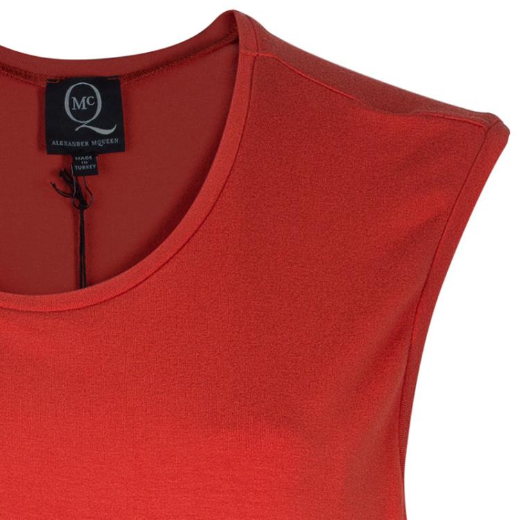 Pre Owned McQ By Alexander McQueen Orange Asymmetric Dress XL
