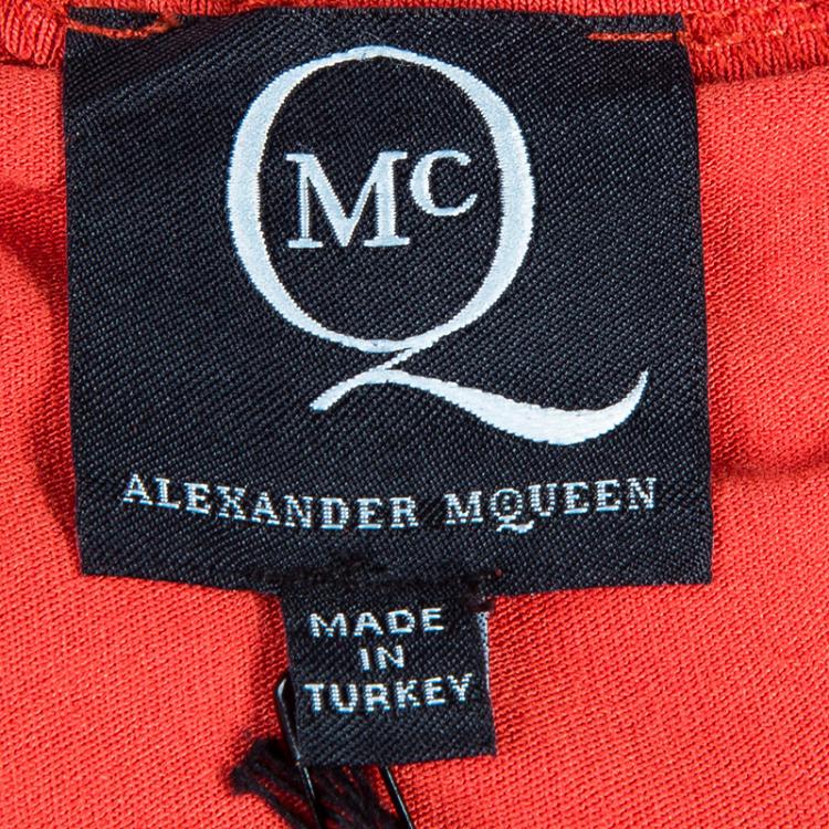 Pre Owned McQ By Alexander McQueen Orange Asymmetric Dress XL