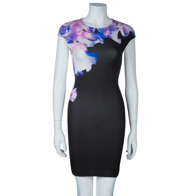 Pre Owned McQ by Alexander McQueen Black Floral Printed Dress S