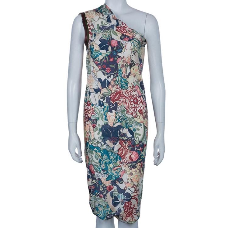 Pre Owned McQ by Alexander McQueen Multicolor One Shoulder Zip Dress M
