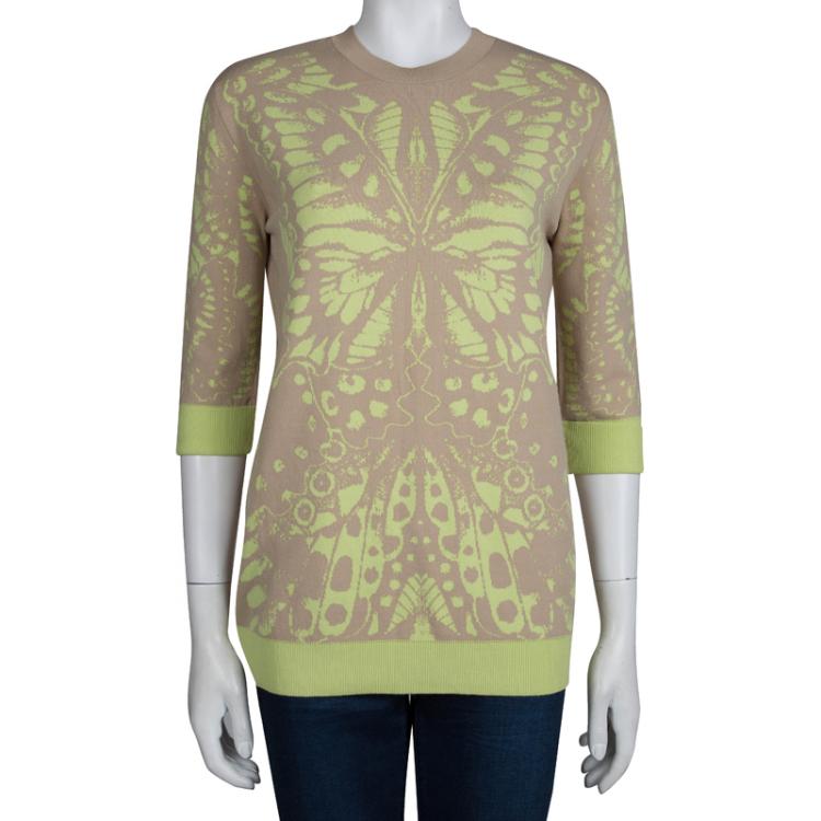Pre Owned McQ by Alexander McQueen Beige Contrast Print Sweater M