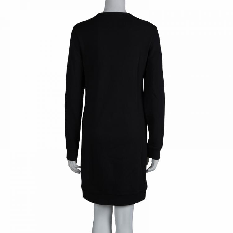 Pre Owned McQ By Alexander McQueen Black Knit Rabbit Print Sweatshirt Dress S