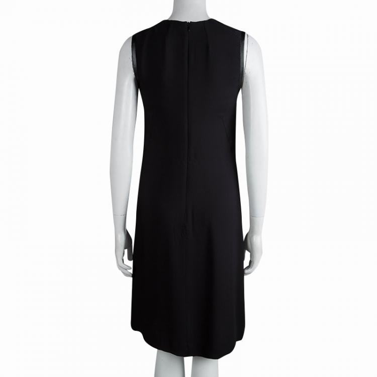 Pre Owned McQ By Alexander McQueen Black Silk Print Sleeveless Dress M