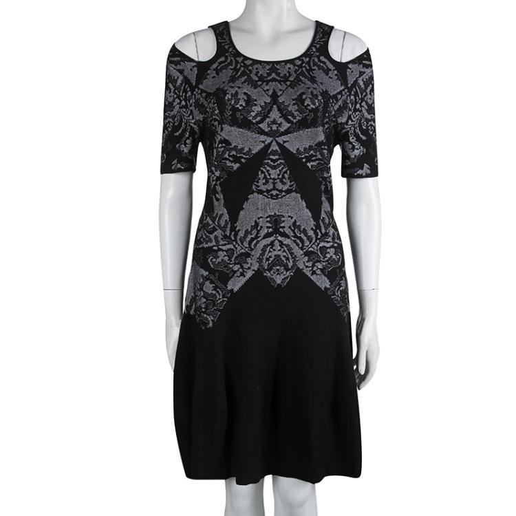 Pre Owned McQ By Alexander McQueen Black Knit Cut Out Shoulder Detail Dress XL
