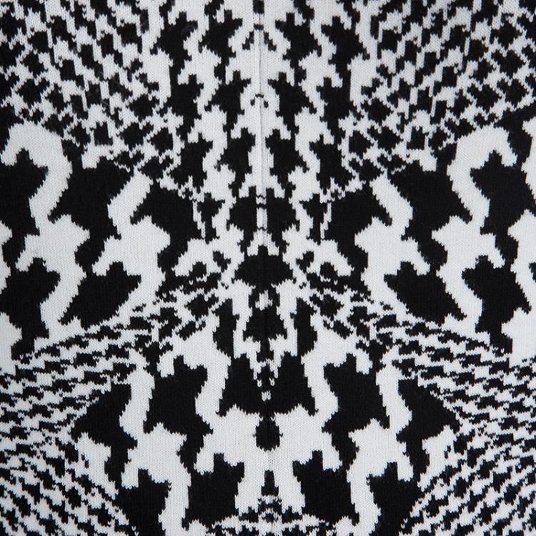 Pre Owned McQ By Alexander McQueen Monochrome Houndstooth Knit Sleeveless Dress XL