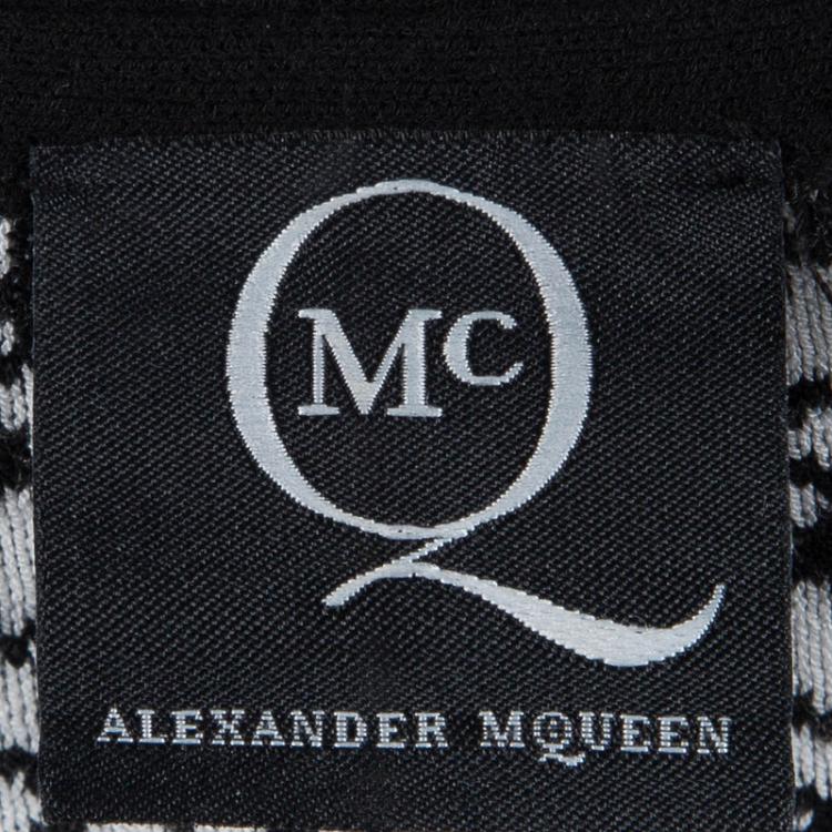 Pre Owned McQ By Alexander McQueen Monochrome Houndstooth Knit Sleeveless Dress XL