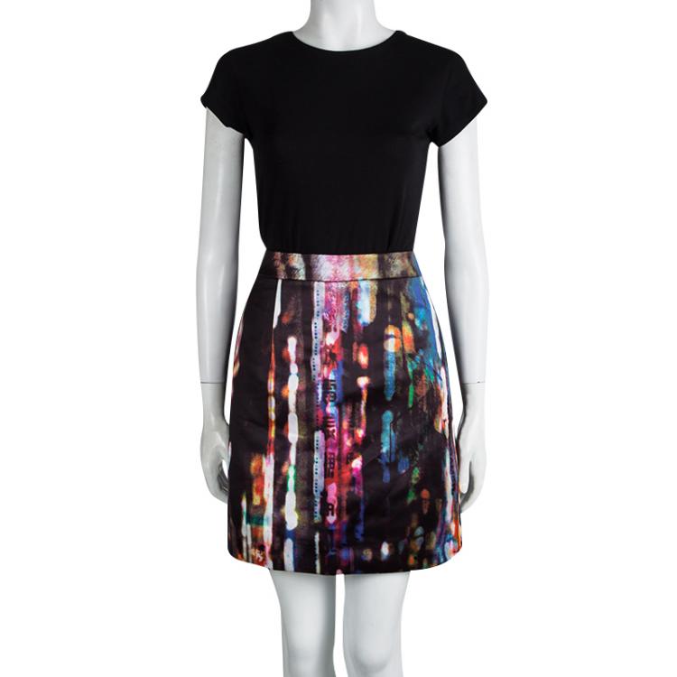Pre Owned McQ By Alexander McQueen Multicolor Blurry Lights Print  Skirt S
