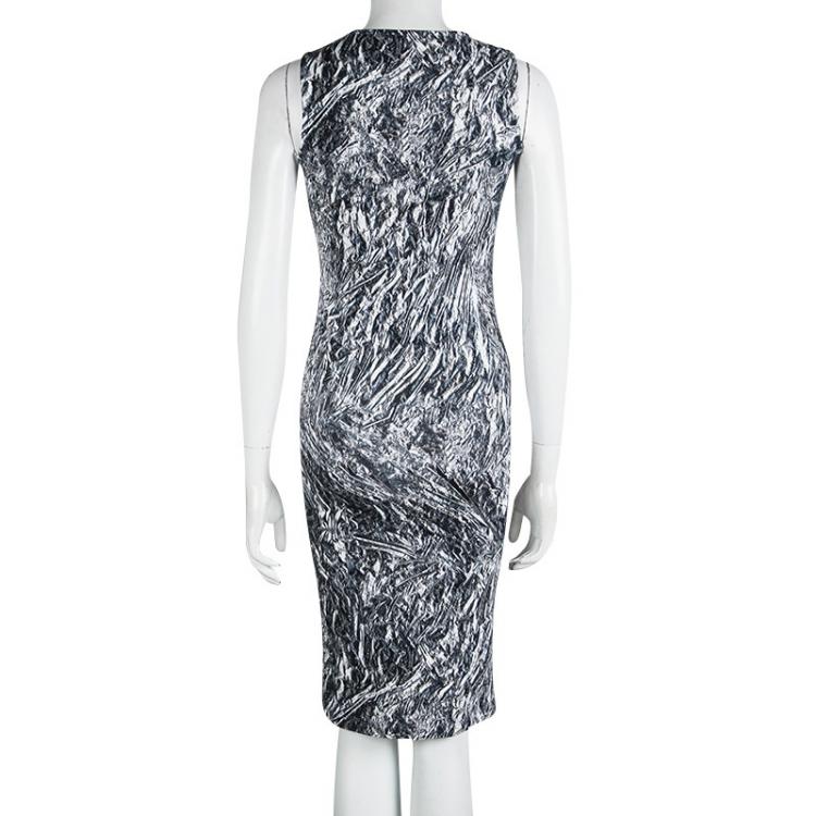 Pre Owned McQ By Alexander McQueen Cotton Printed Sleeveless Fitted Midi Dress S