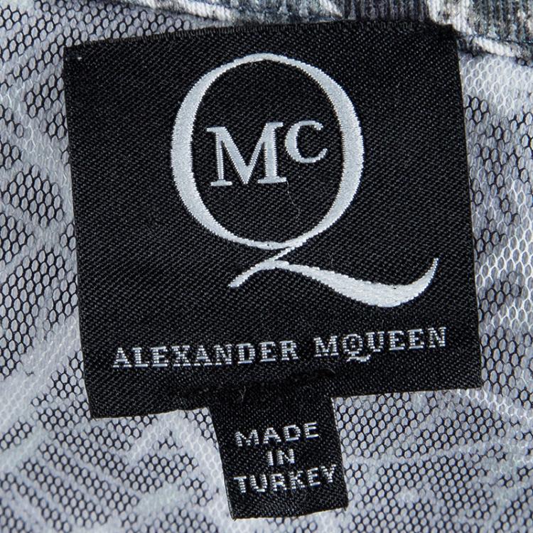 Pre Owned McQ By Alexander McQueen Cotton Printed Sleeveless Fitted Midi Dress S
