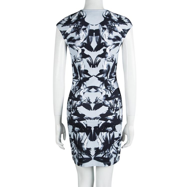 Pre Owned McQ by Alexander McQueen Bird Printed Sleeveless Cotton Fitted Midi Dress S 