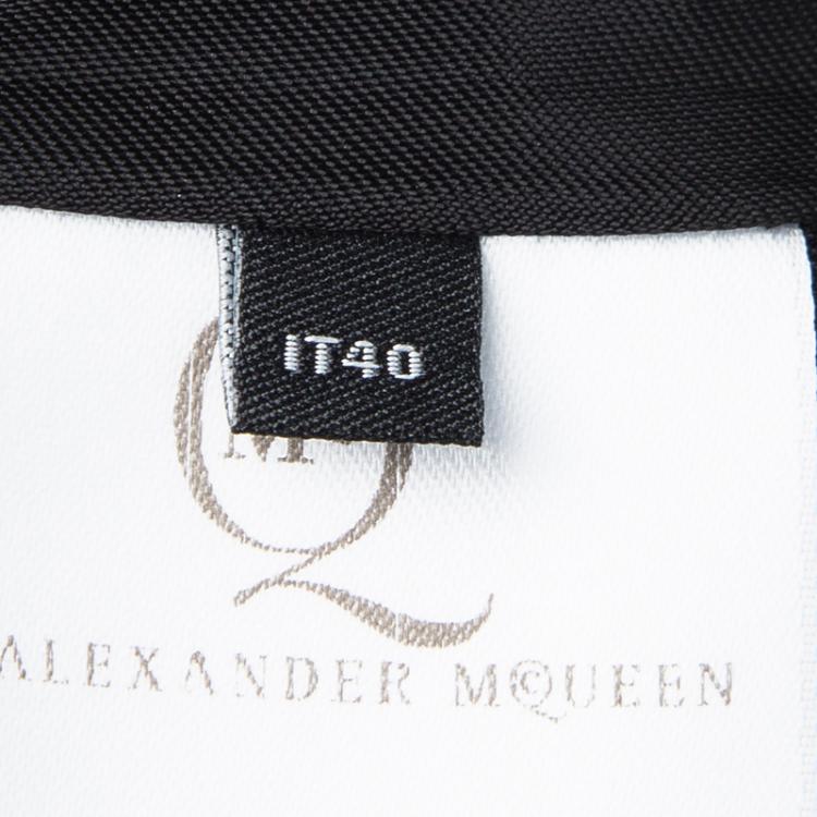 Pre Owned McQ By Alexander McQueen Navy Blue Printed Sleeveless Skater Dress S