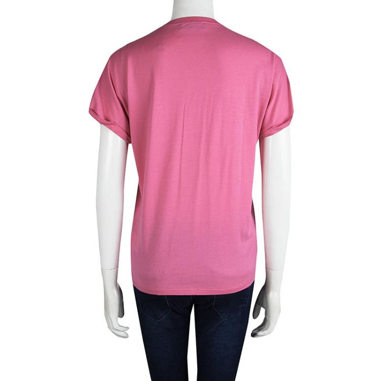 Pre Owned McQ By Alexander McQueen Pink Logo Printed T-Shirt S