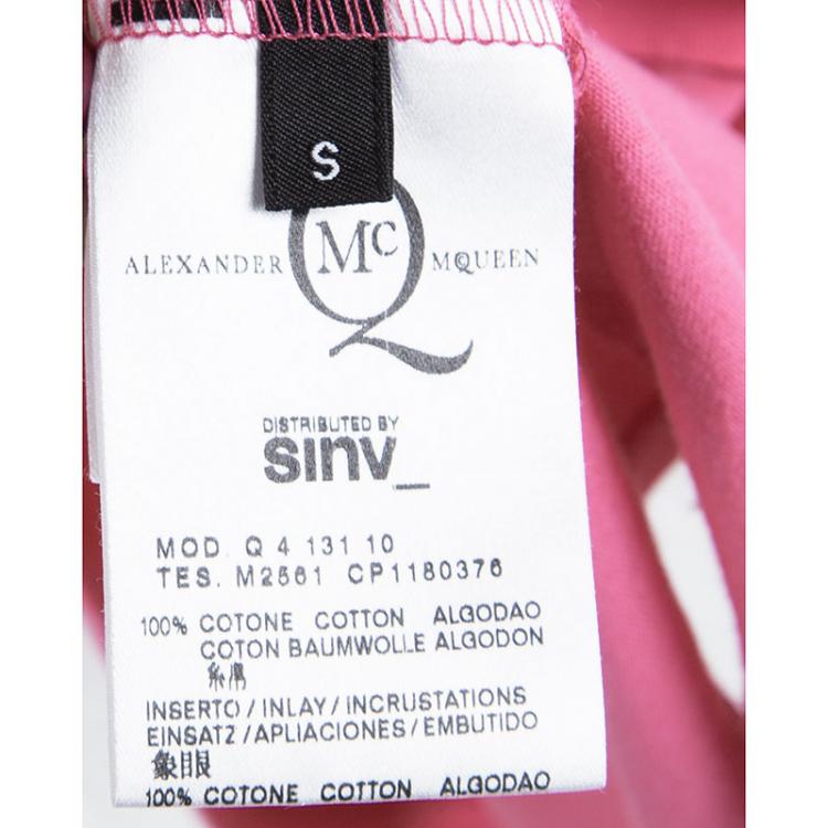 Pre Owned McQ By Alexander McQueen Pink Logo Printed T-Shirt S