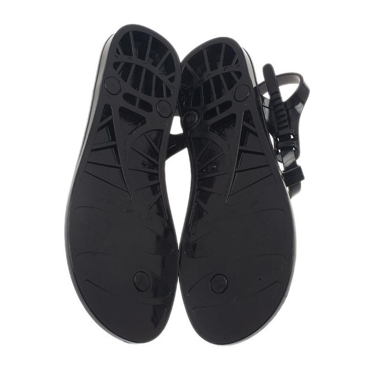 Pre Owned McQ by Alexander Mcqueen Black Swallow Print Jelly Sandals Size 39/40