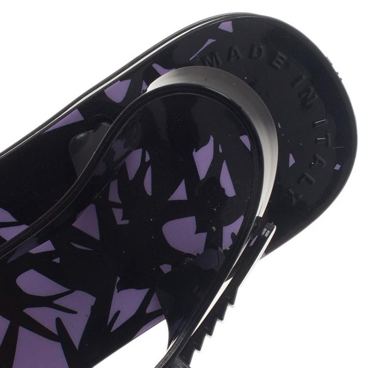 Pre Owned McQ by Alexander Mcqueen Black Swallow Print Jelly Sandals Size 39/40