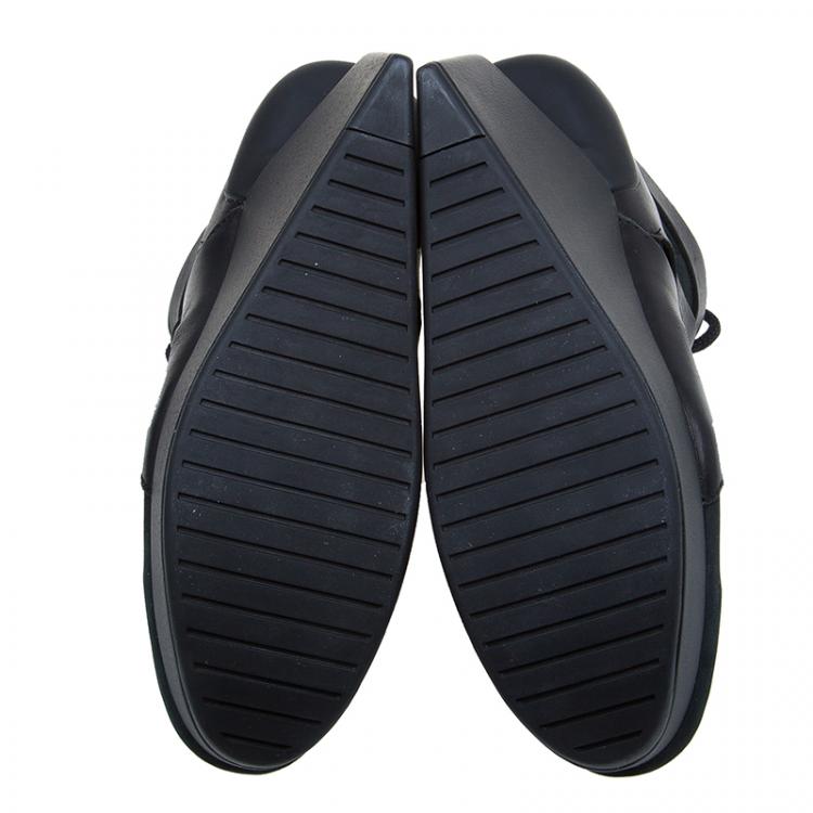 Pre Owned McQ By Alexander McQueen For Puma Black Leather and Nubuck Leap Wedge Sneakers Size 42 
