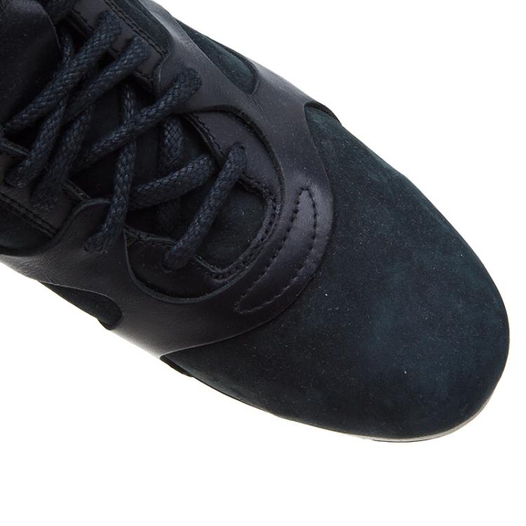 Pre Owned McQ By Alexander McQueen For Puma Black Leather and Nubuck Leap Wedge Sneakers Size 42 