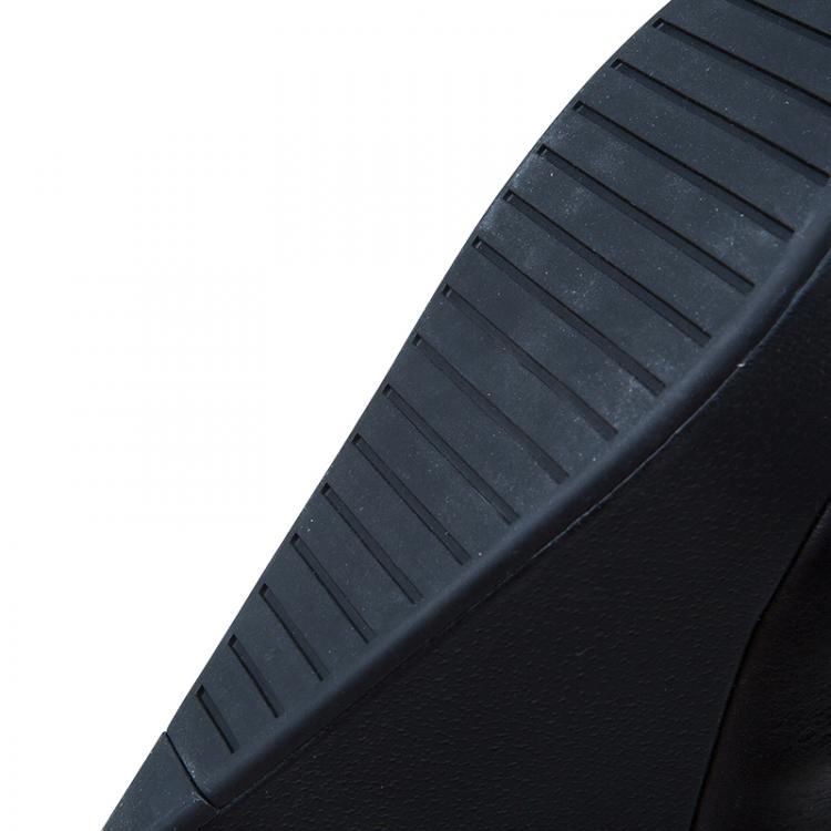 Pre Owned McQ By Alexander McQueen For Puma Black Leather and Nubuck Leap Wedge Sneakers Size 42 
