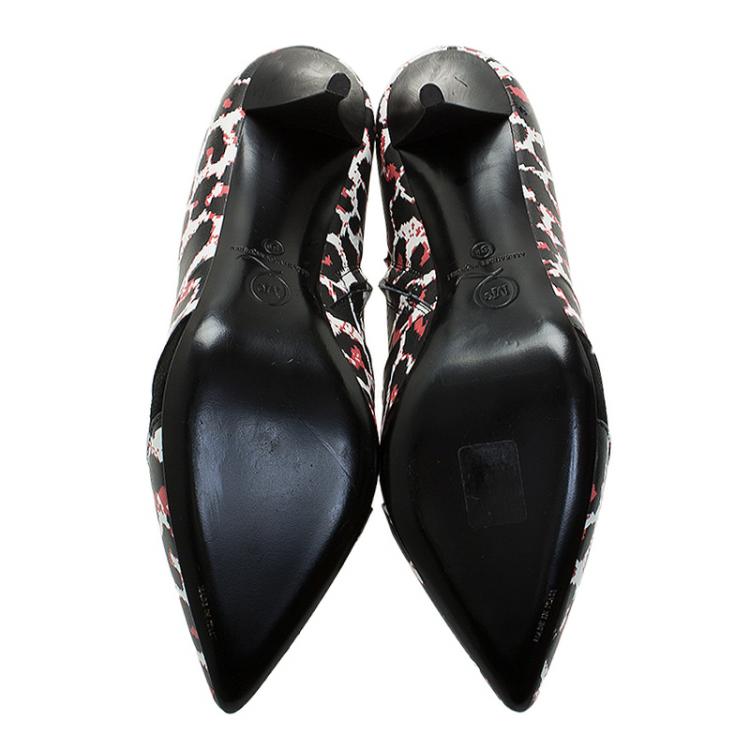 Pre Owned McQ by Alexander McQueen Leopard Print Ankle Boots Size 39 