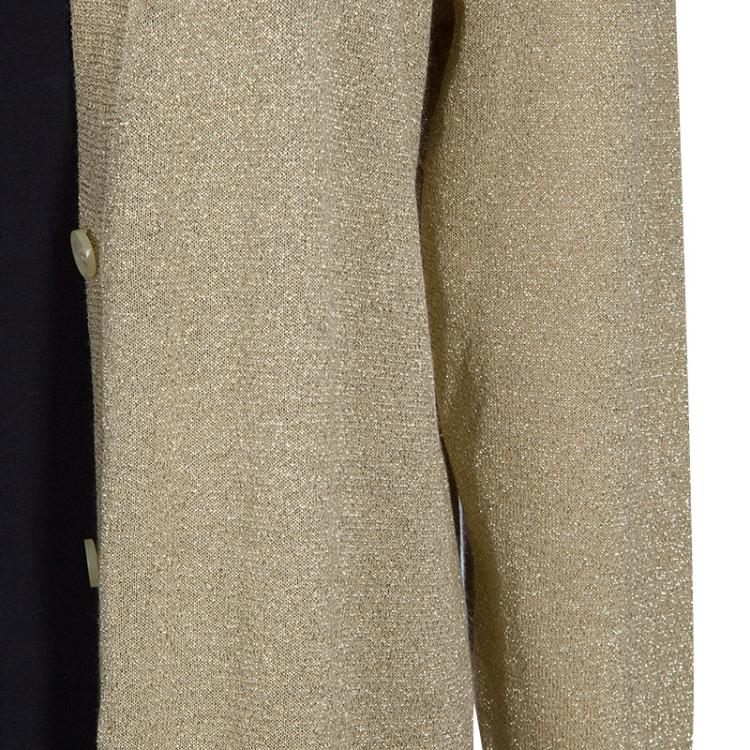 Pre Owned Michael Kors Gold Metallic Cardigan L