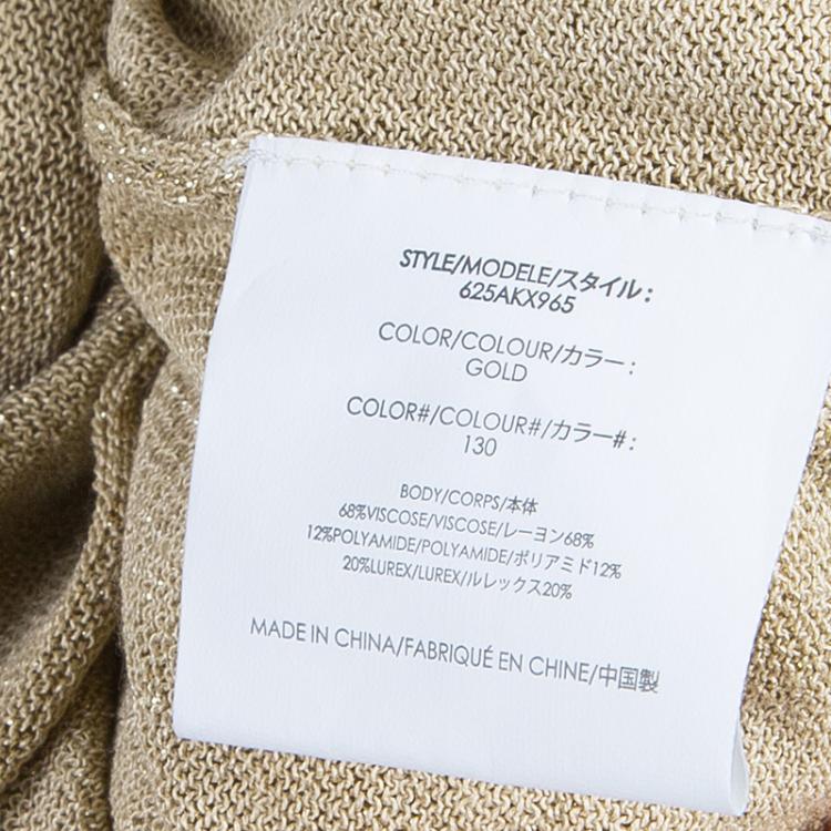 Pre Owned Michael Kors Gold Metallic Cardigan L