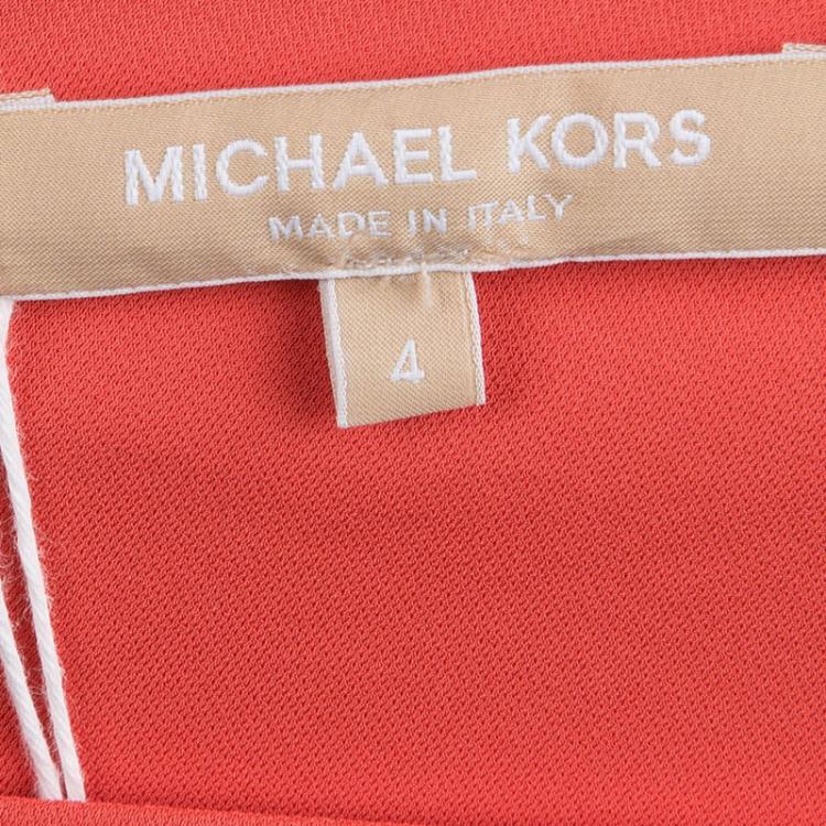 Pre Owned Michael Kors Red Knit Draped One Shoulder Dress S