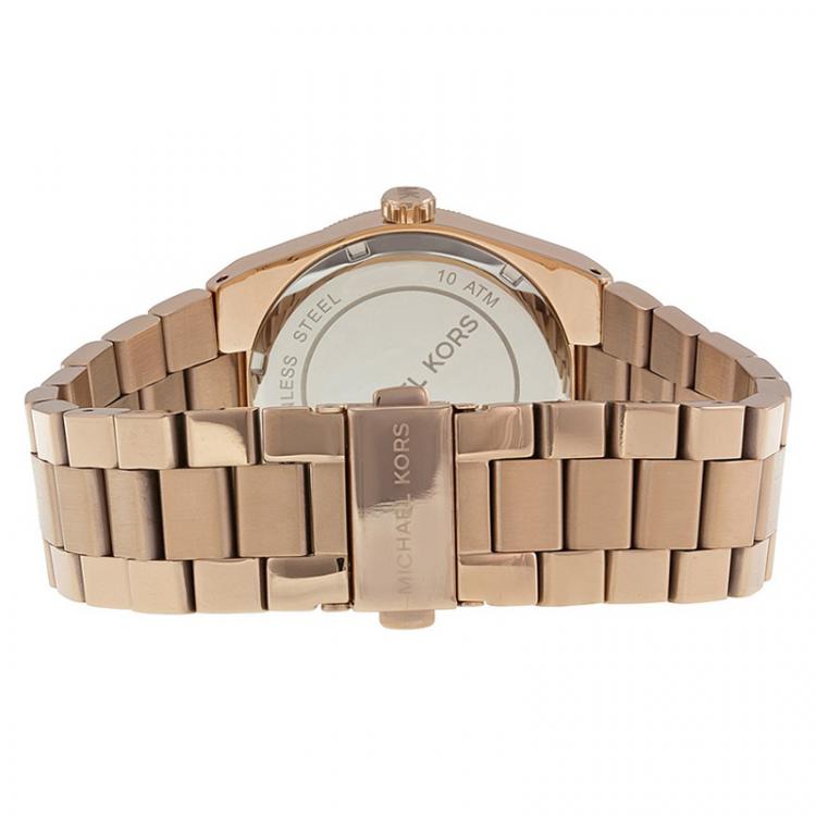 Pre Owned Michael Kors Black Rose Gold-Stainless Steel Channing MK5937 Women's Wristwatch 38MM