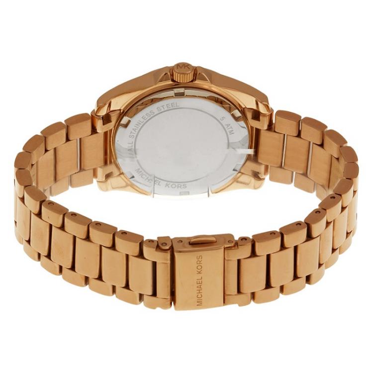 مملوكة مسبقًا Michael Kors Red Gold-Plated Stainless Steel Crystal Mini Blair MK6092 Women's Wristwatch 33MM