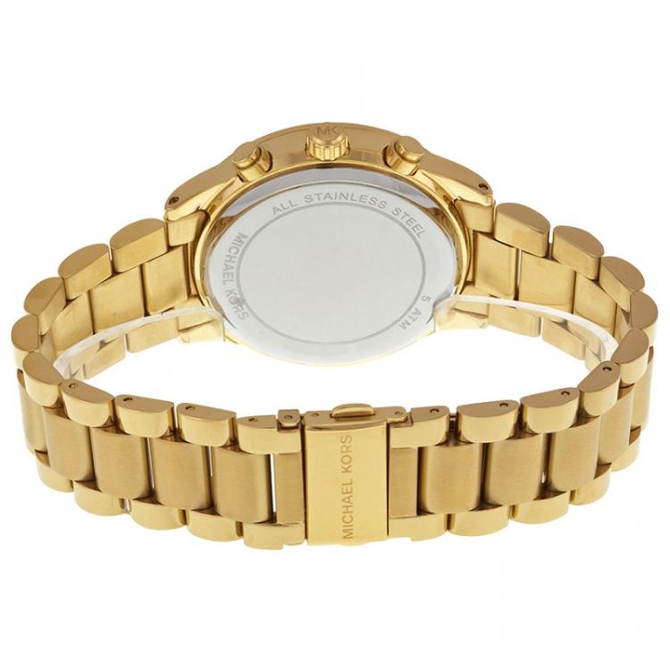 مملوكة مسبقًا Michael Kors Champagne Gold-Plated Stainless Steel Brinkley MK6187 Women's Wristwatch 40MM