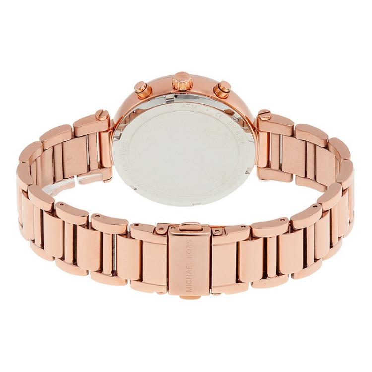 Pre Owned Michael Kors Grey Rose Gold-Plated Stainless Steel Sawyer MK6226 Women's Wristwatch 39MM