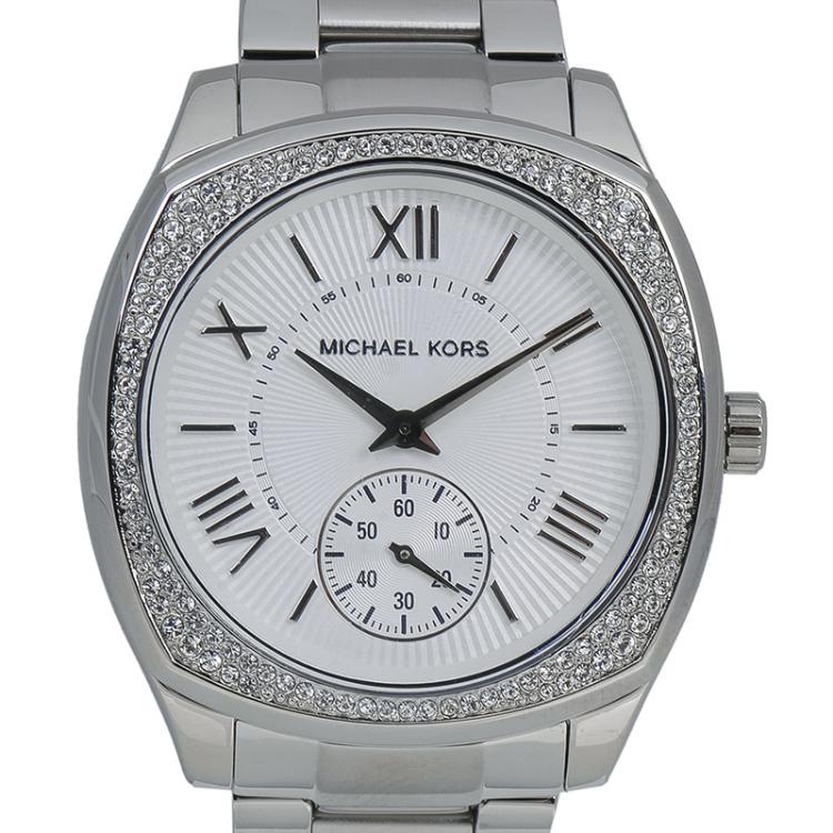 Pre Owned Michael Kors Silver Stainless Steel Bryn MK6133 Women's Wristwatch 40MM